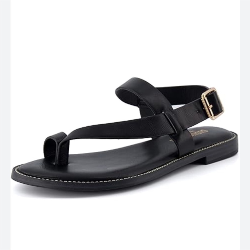 Joie Lennox Black Strappy Toe Sandal Sz 8.5 Comfort Flats Resortwear Vacation